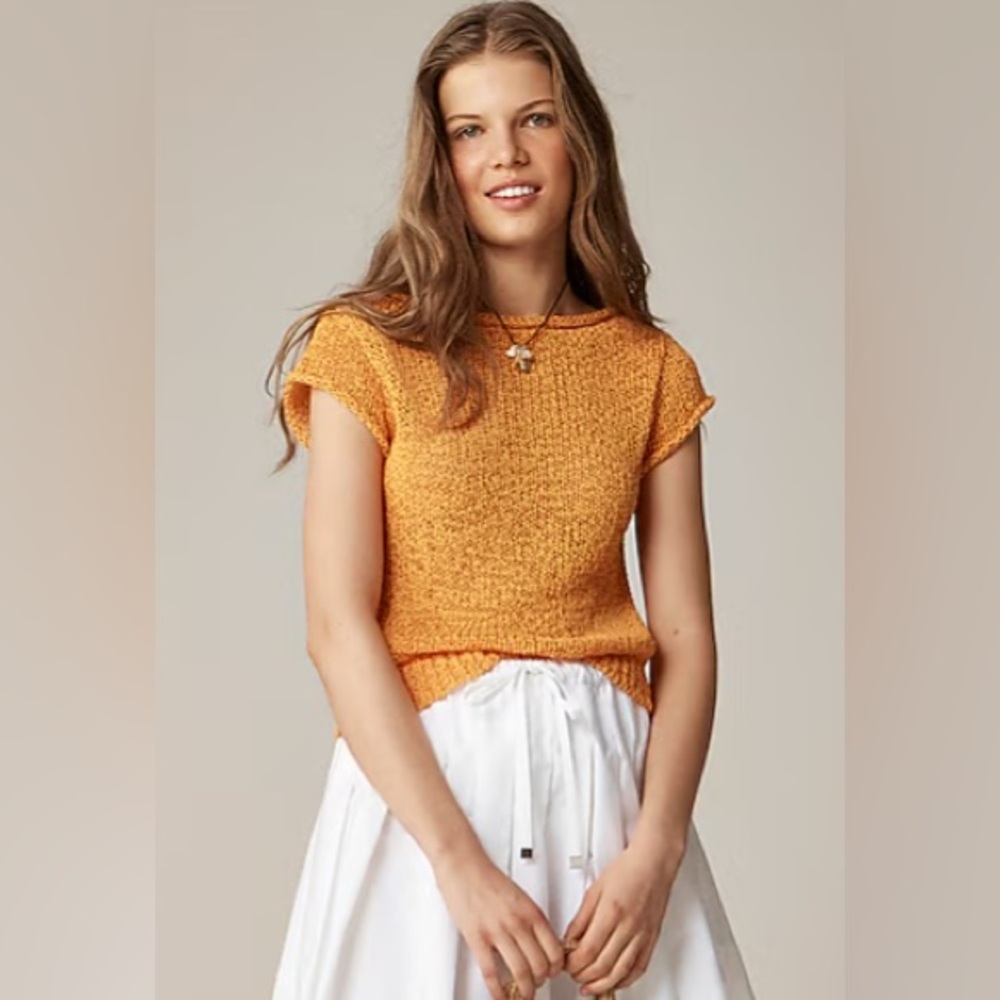 J. Crew Women's Montauk Textured Sweater Tee in English Marigold, Size XS